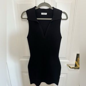 Aritzia Babaton Sculpt Knit Polo Dress Black - Medium